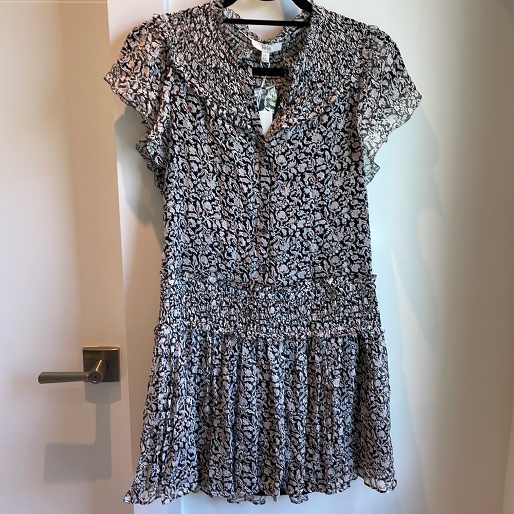 Brand New Joie black floral print silk dress